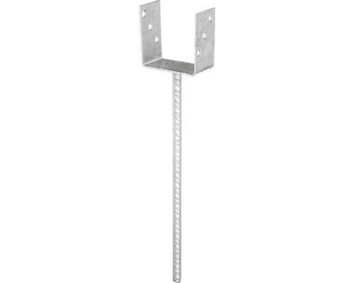 U-vormige paaldrager met betonanker van geribbeld staal 101 x 100 x 400 mm, thermisch verzinkt