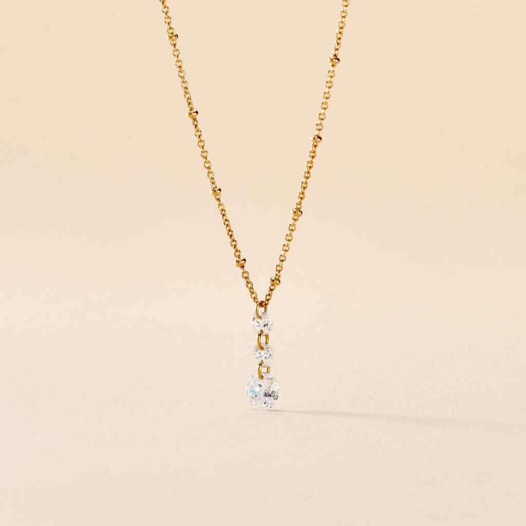 Collier Chalice Plaqué Or Jaune Oxyde De Zirconium