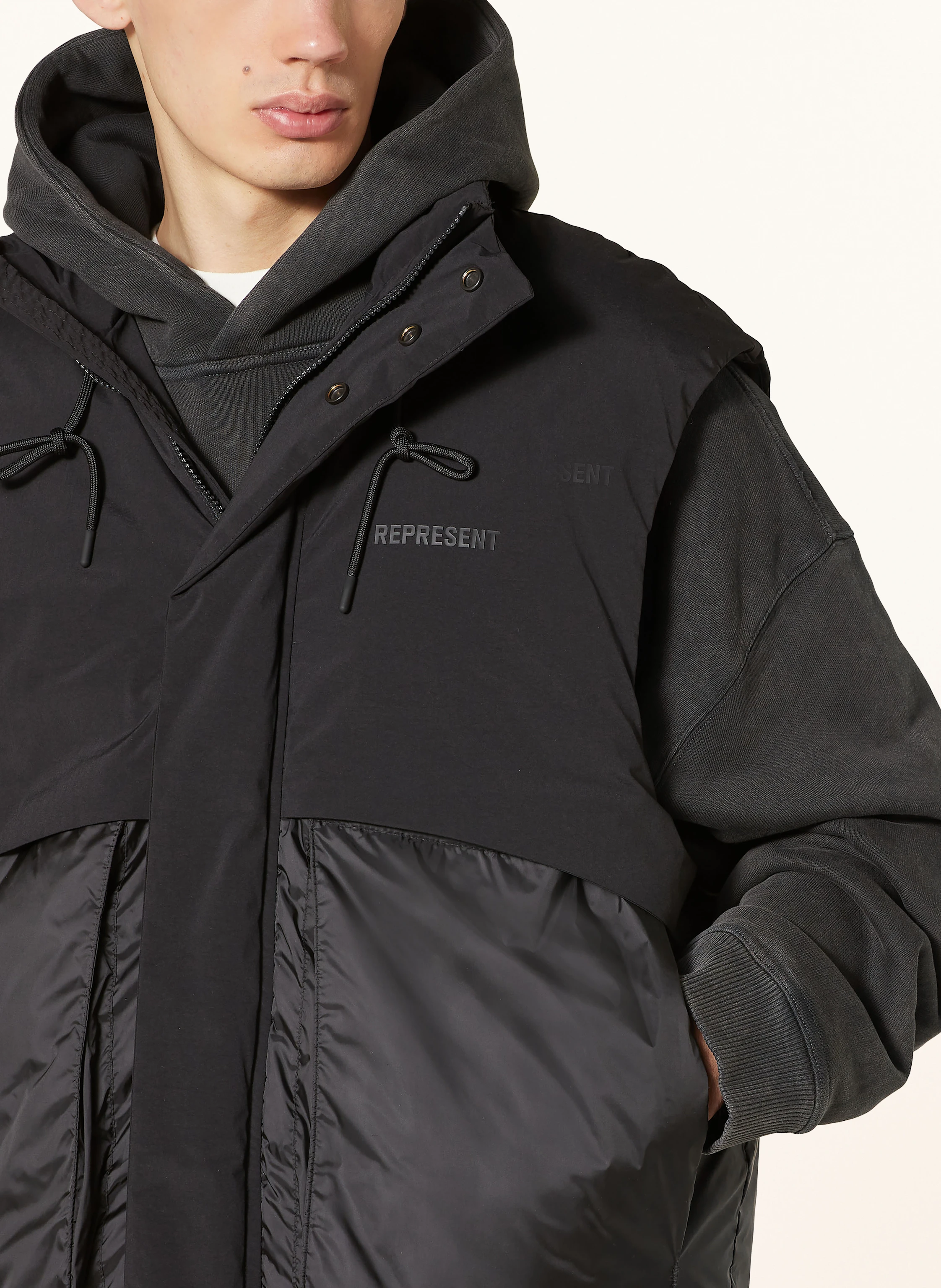 REPRESENT Daunenweste im Materialmix