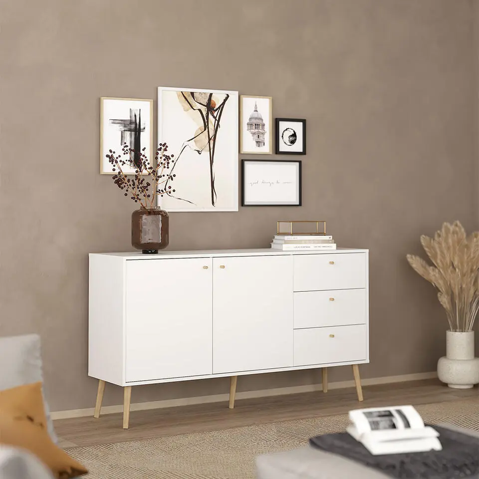 Hioshop Bodo dressoir 2 deuren- 3 lades wit