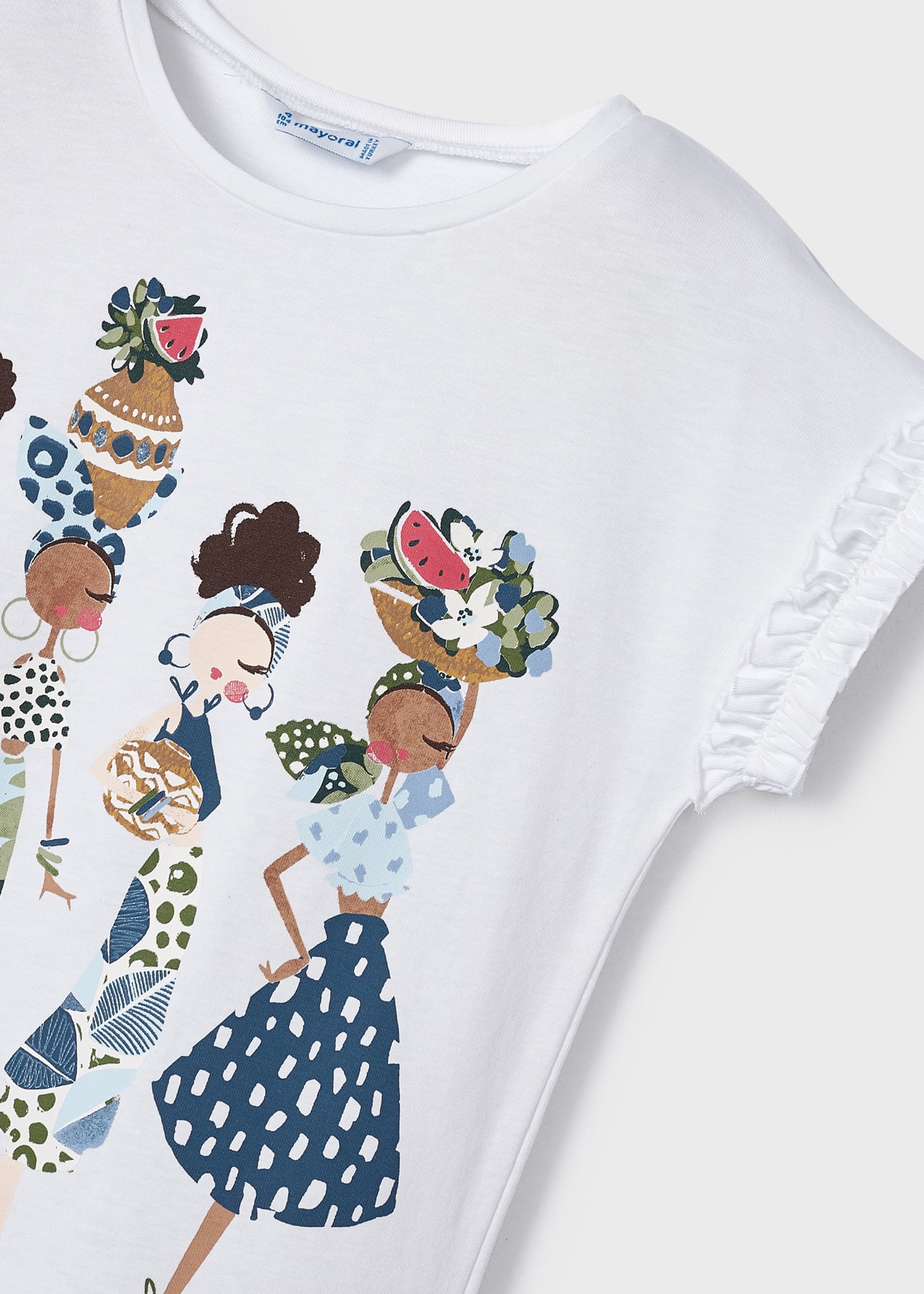 Conjunto de camiseta e faixa de cabelo em algodão sustentável para meninas.
