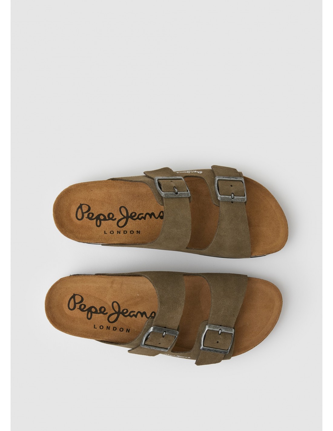 pepe jeans sandales homme bio daim marron foncé