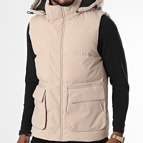 Doudoune Capuche Sans Manches Beige