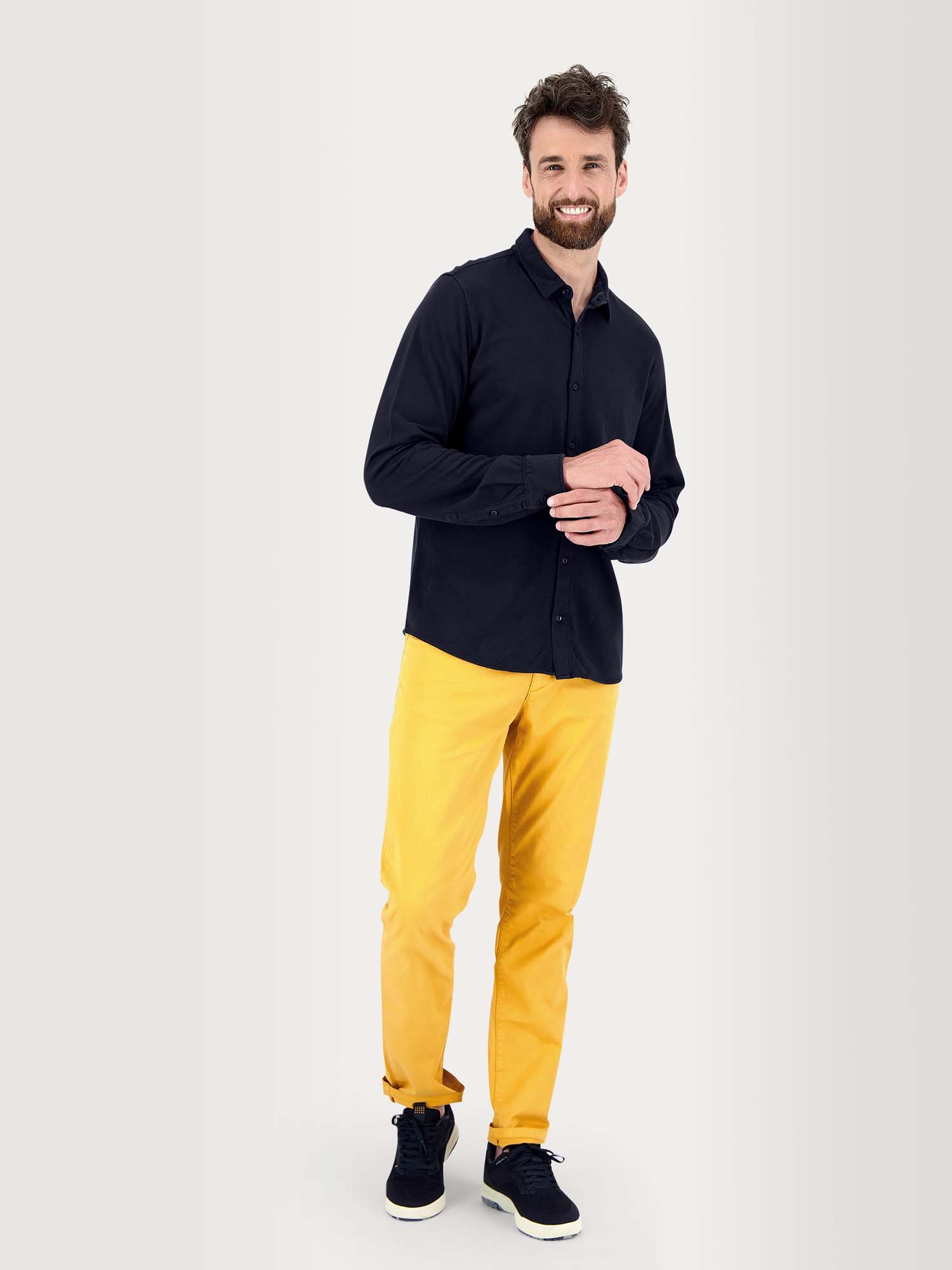 Chemise Homme Manches Longues Coton Piqué Marine