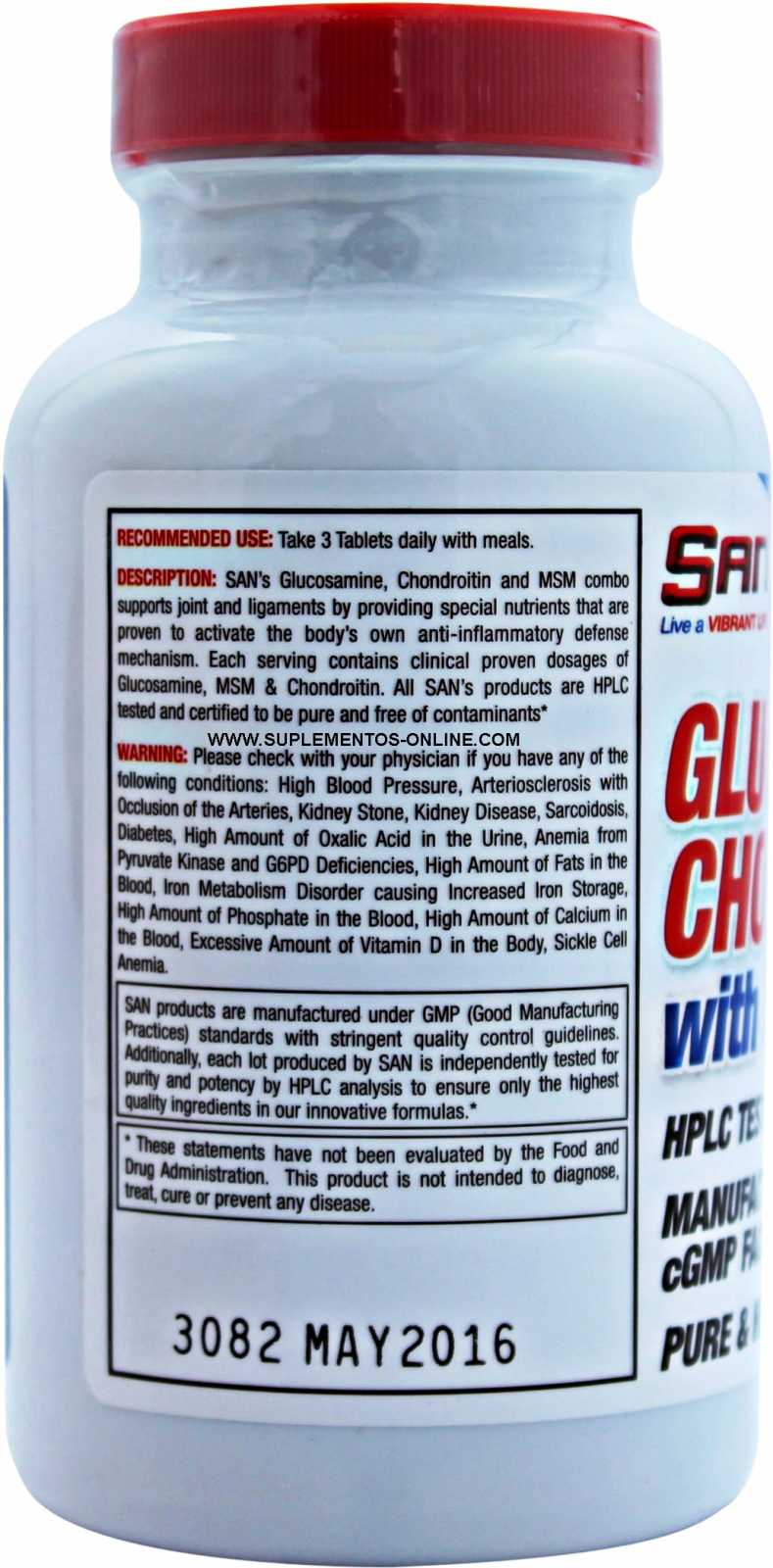 SAN Nutrition Glucosamina Condroitina con MSM 90 comprimidos