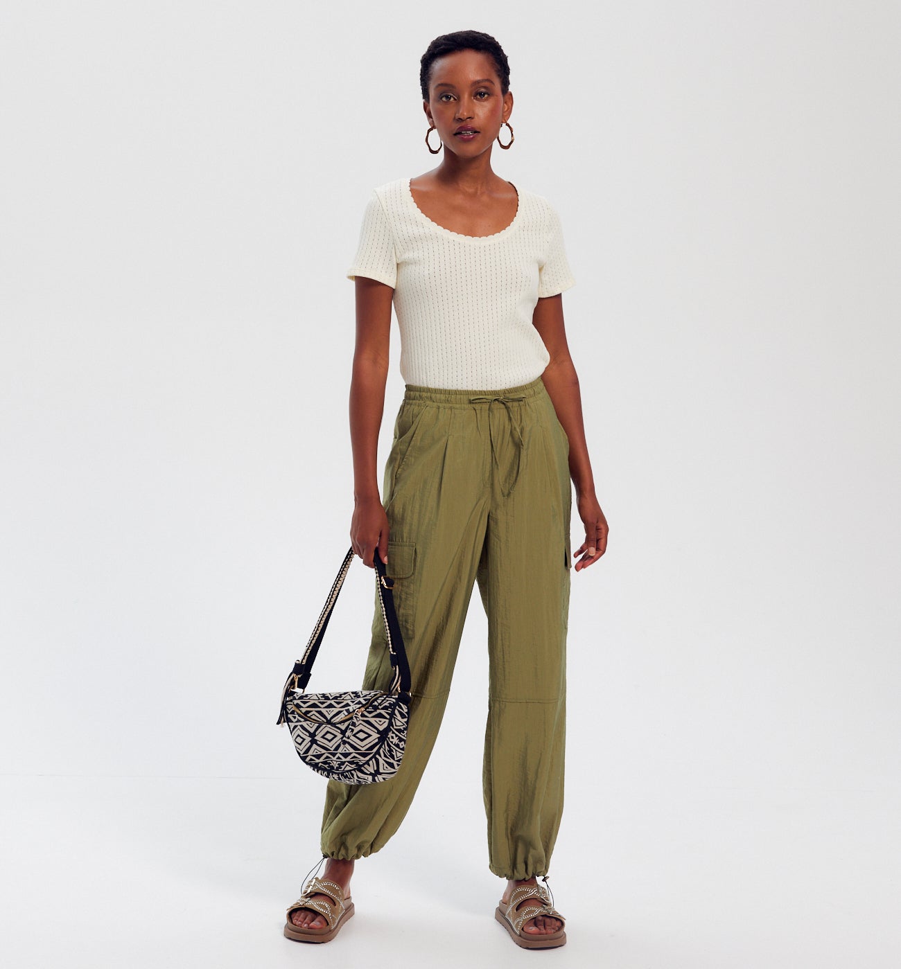 T-shirt en maille pointelle - Ecru