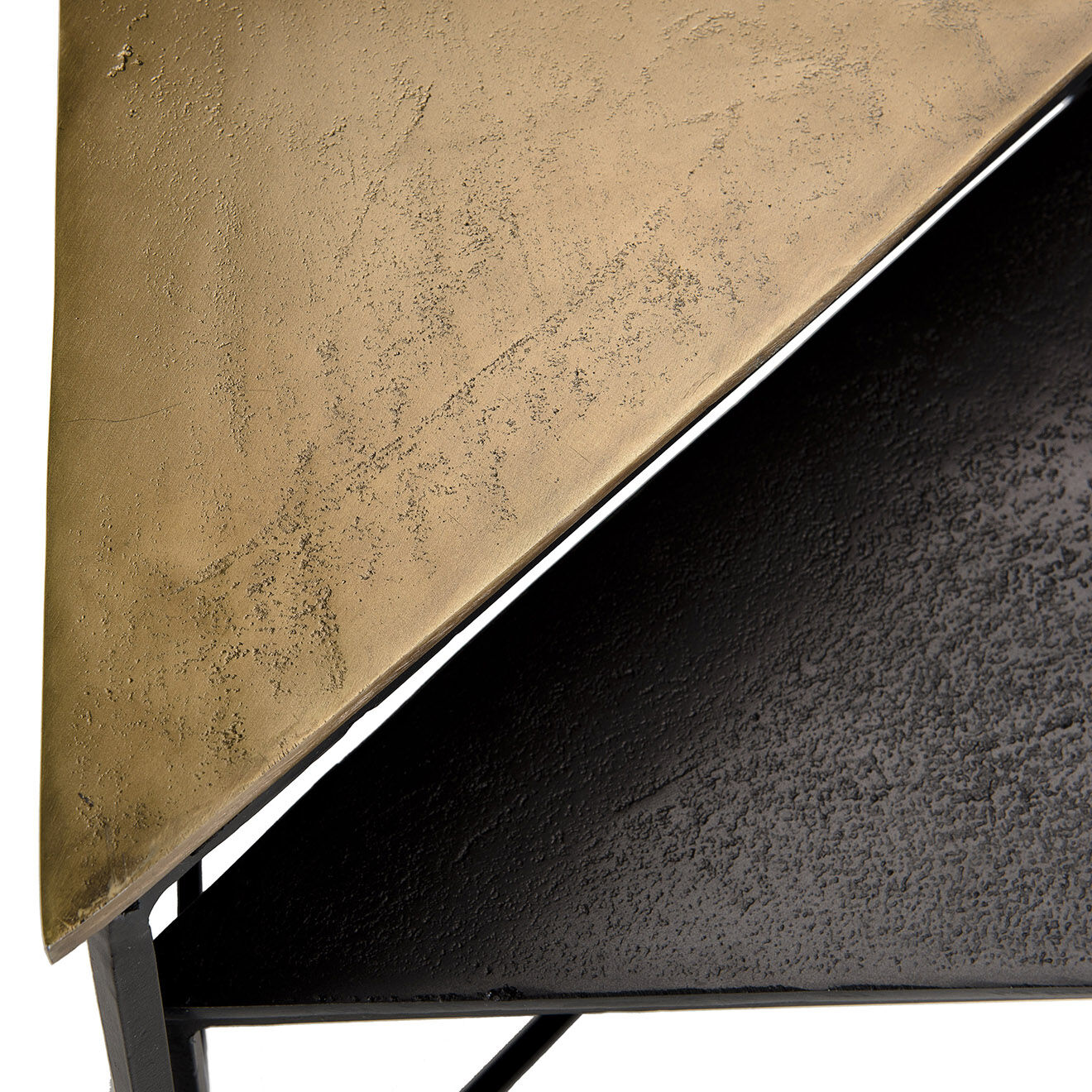 Macabane 2 Tables gigognes triangles Jonas doré/noir - 71.5x66x48 cm