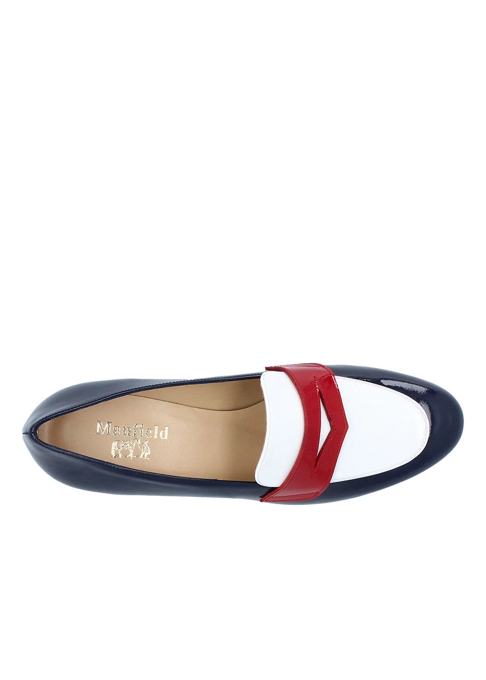 MOCASSIN IRIS VERNIS ROUGE MARINE ET BLANC