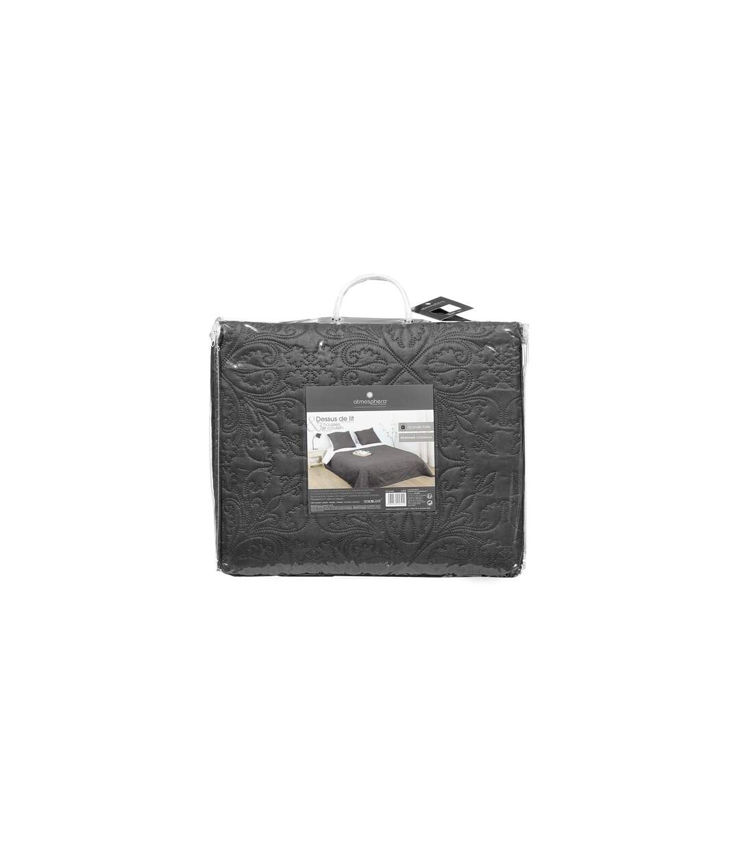 Dessus de lit et 2 taies Arabesque - 260 x 240 cm. - Gris foncé