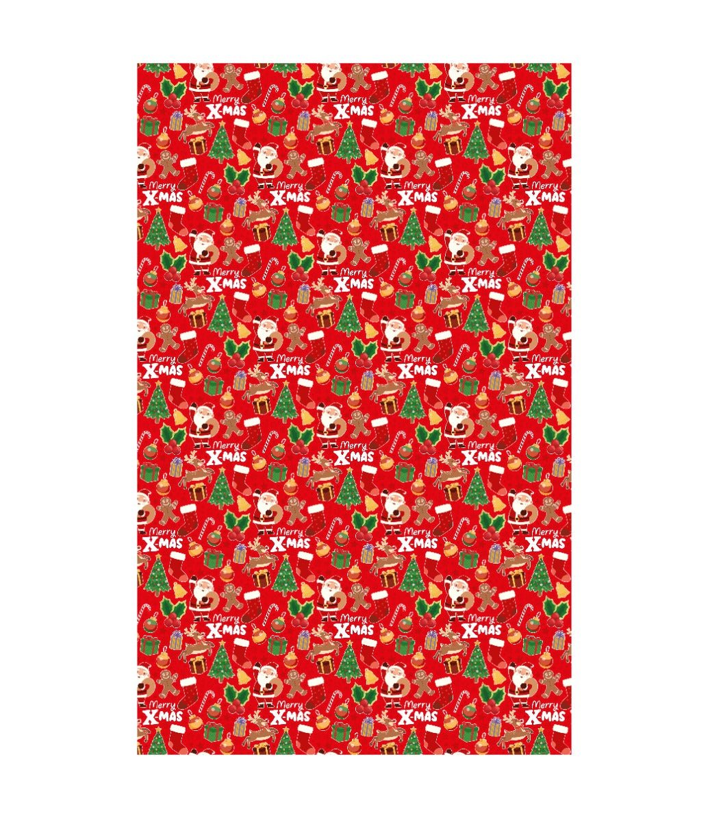 Kerst Tafelkleed Rood Kerstfiguren 2,74m