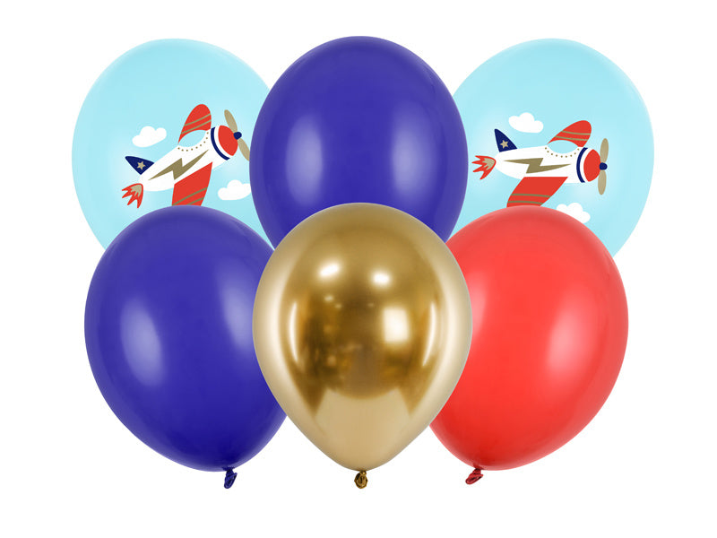 Ballonnen Vliegtuig Mix 30cm 6st