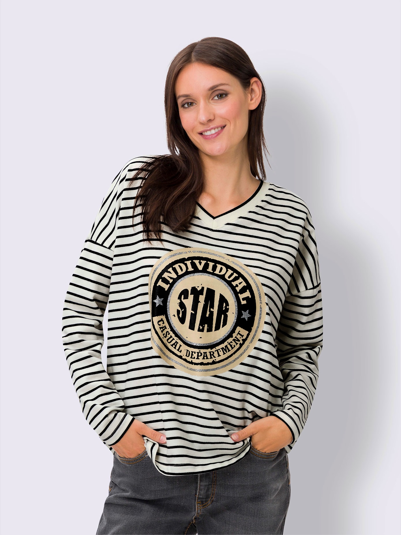 T-shirt rayé motif imprimé