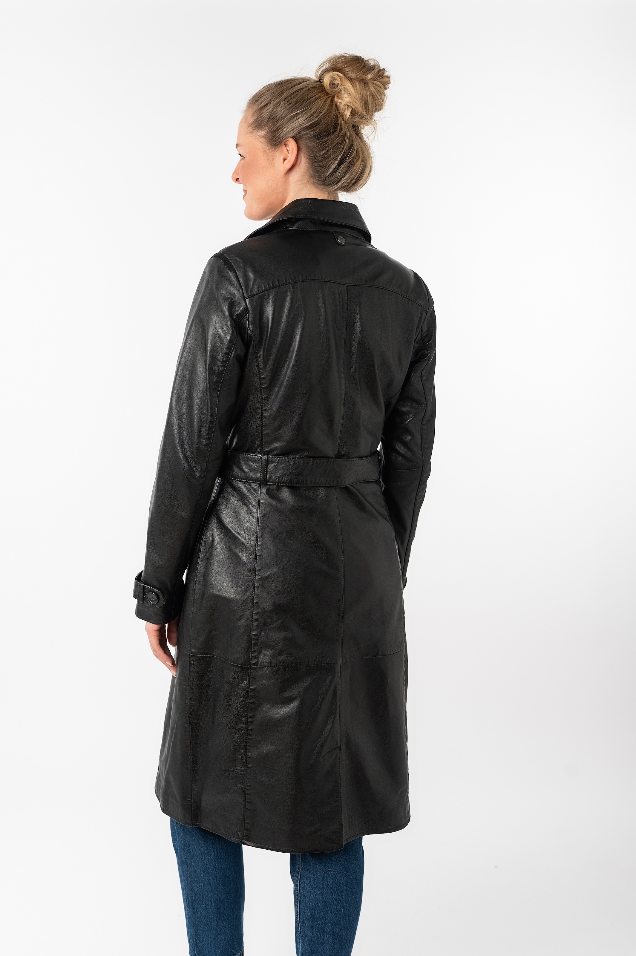 Mauritius Ledermantel »GWTaruh OT« 2 Stk. femininer Leder-Trenchcoat mit Bindegürtel