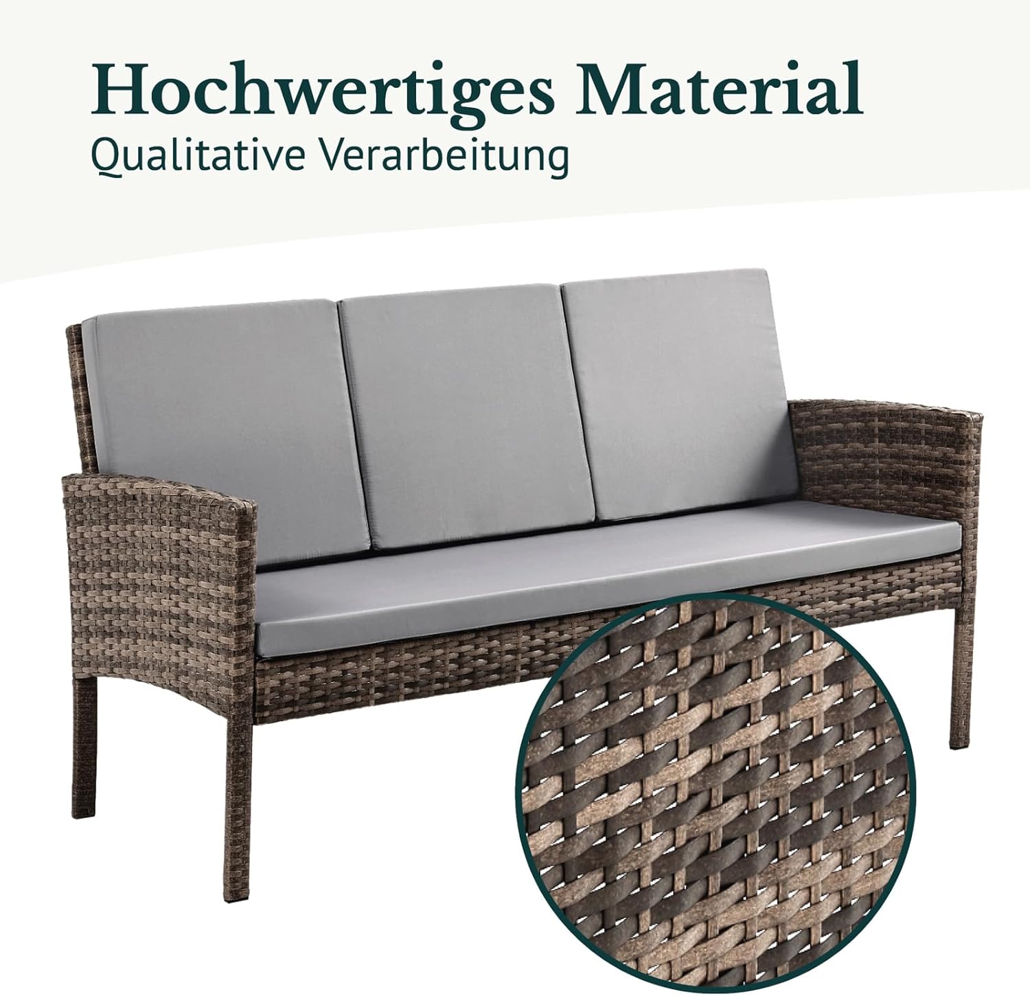 SVITA Denver Polyrattan Gartenmöbel Set 7 Personen Essgruppe Lounge Esstisch Braun