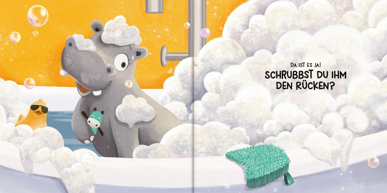 Hüpf in die Wanne, kleines Nilpferd!