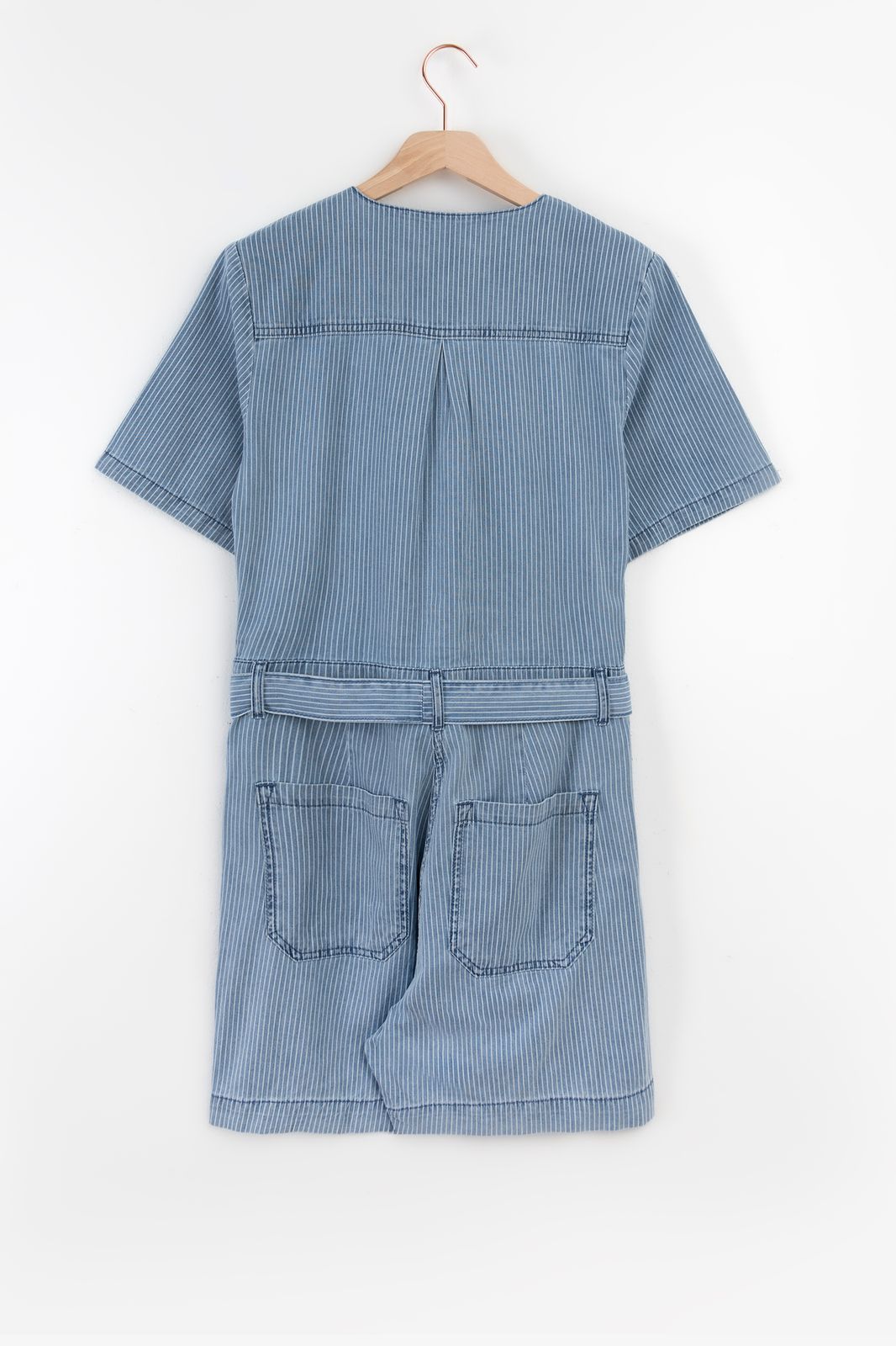 Blauwe playsuit met V-hals