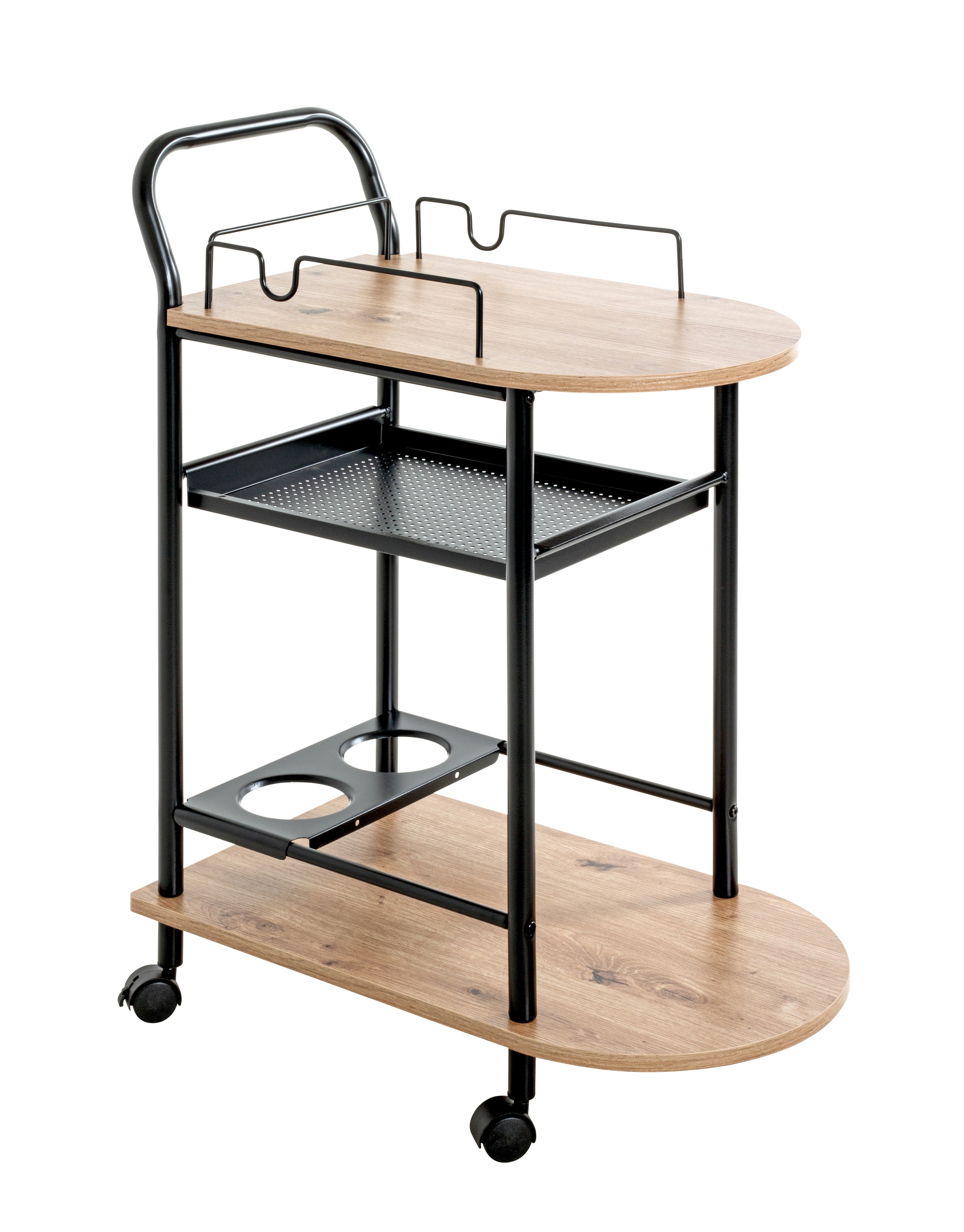 Küchenwagen STINA 85 x 83 cm Eiche Dekor/schwarz