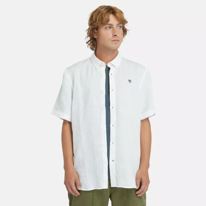 Chemise en lin Mill Brook pour homme en blanc