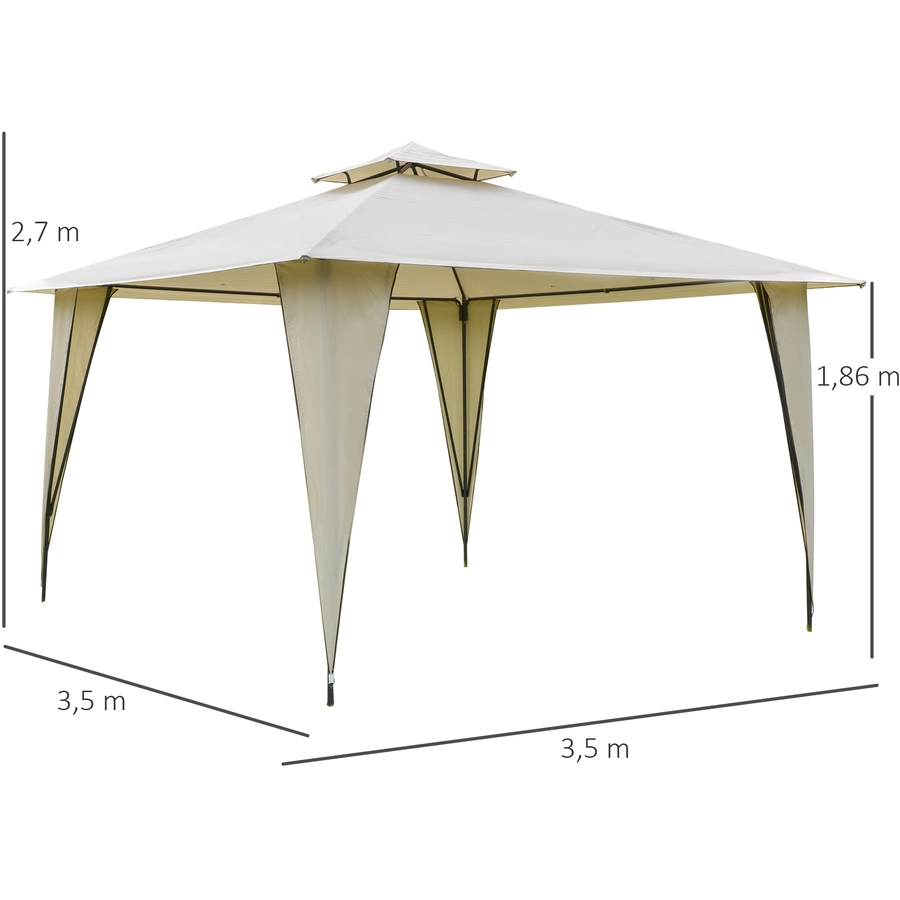 Outsunny Pavillon mit Doppeldach beige