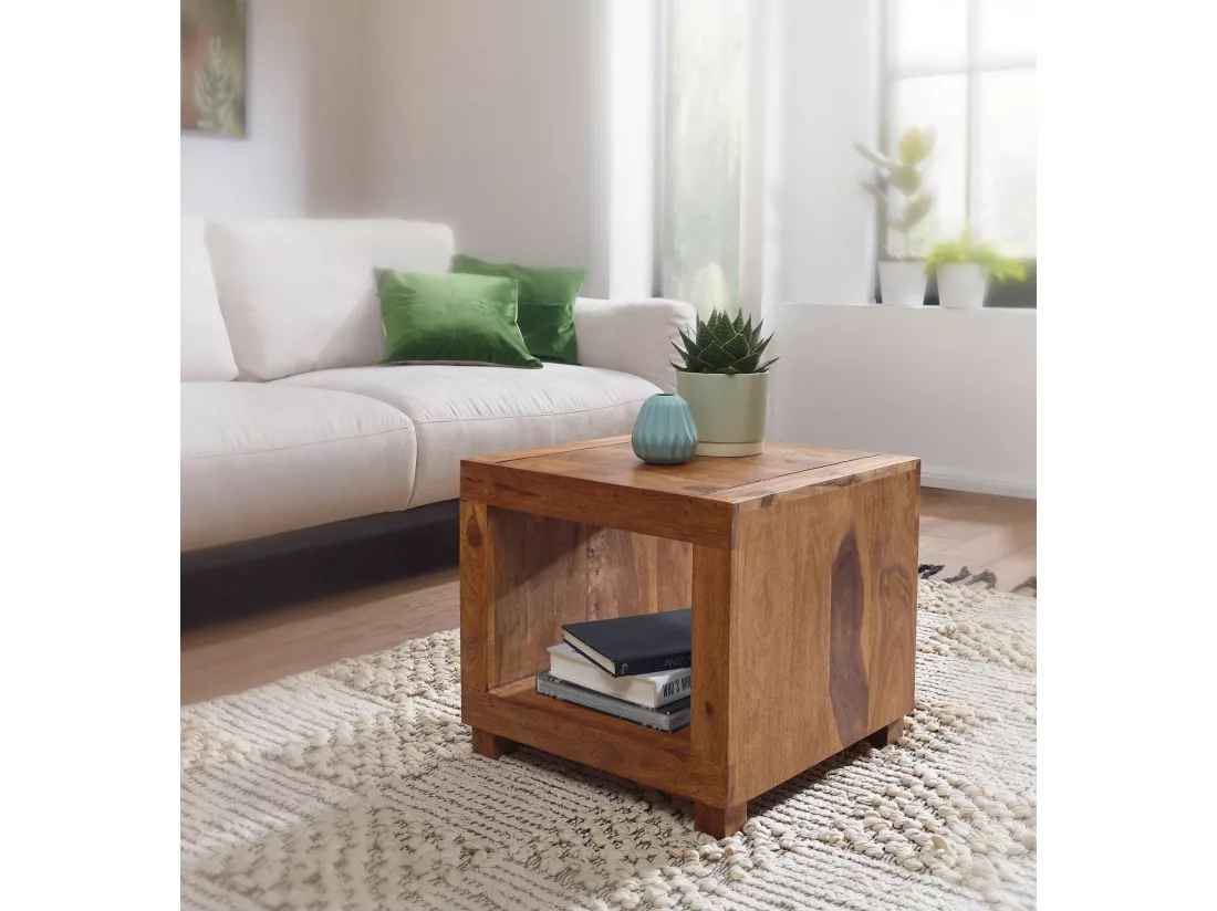 Table Basse Bois Massif 50x45x50cm Table d'appoint Table de salon Design