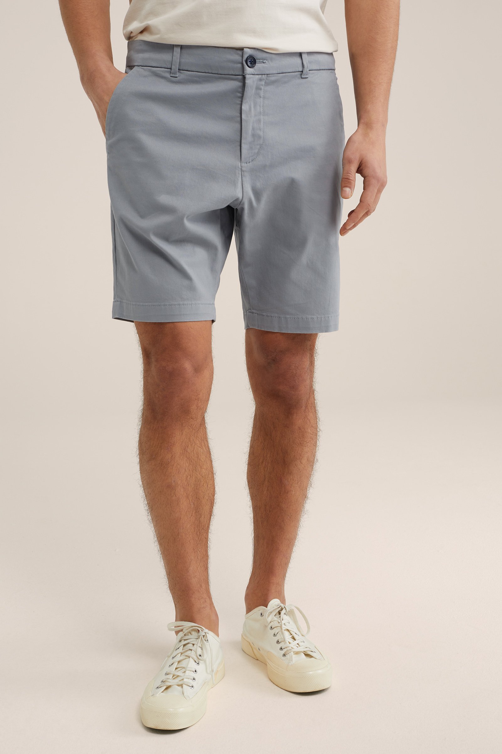 regular fit chinoshort met stretch WE Fashion Grijsblauw