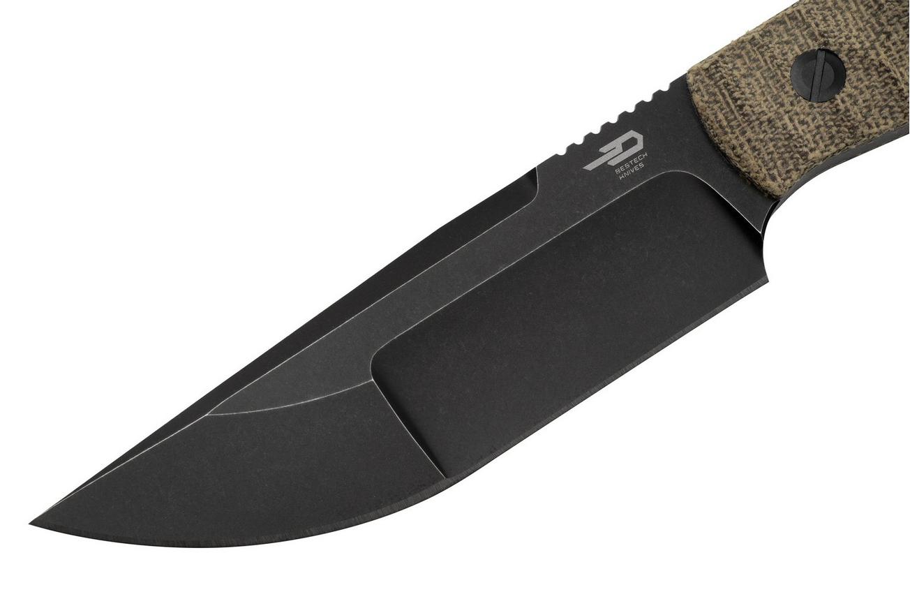 Bestech Heidi Blacksmith #2 Hollow Compound Grind, Black Stonewashed, Canvas micarta BFK04D vaststaand mes