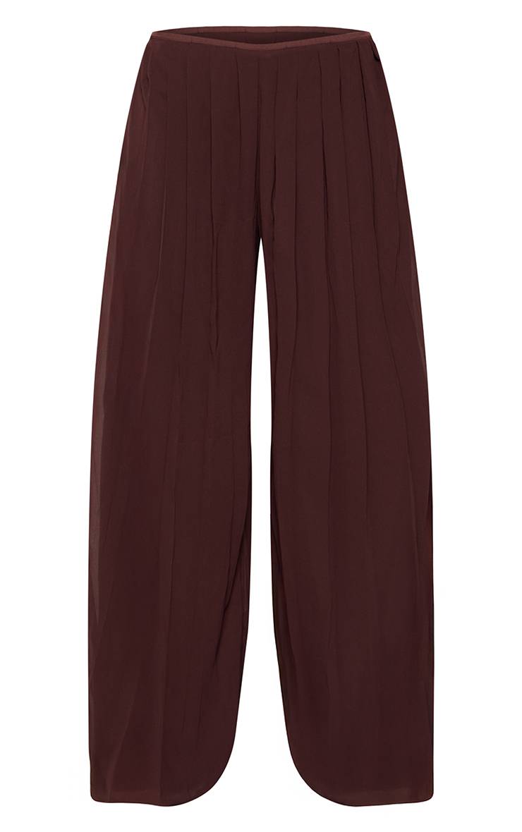 Chocolat Pantalon Plissé Fluide Ensemble Coordonné