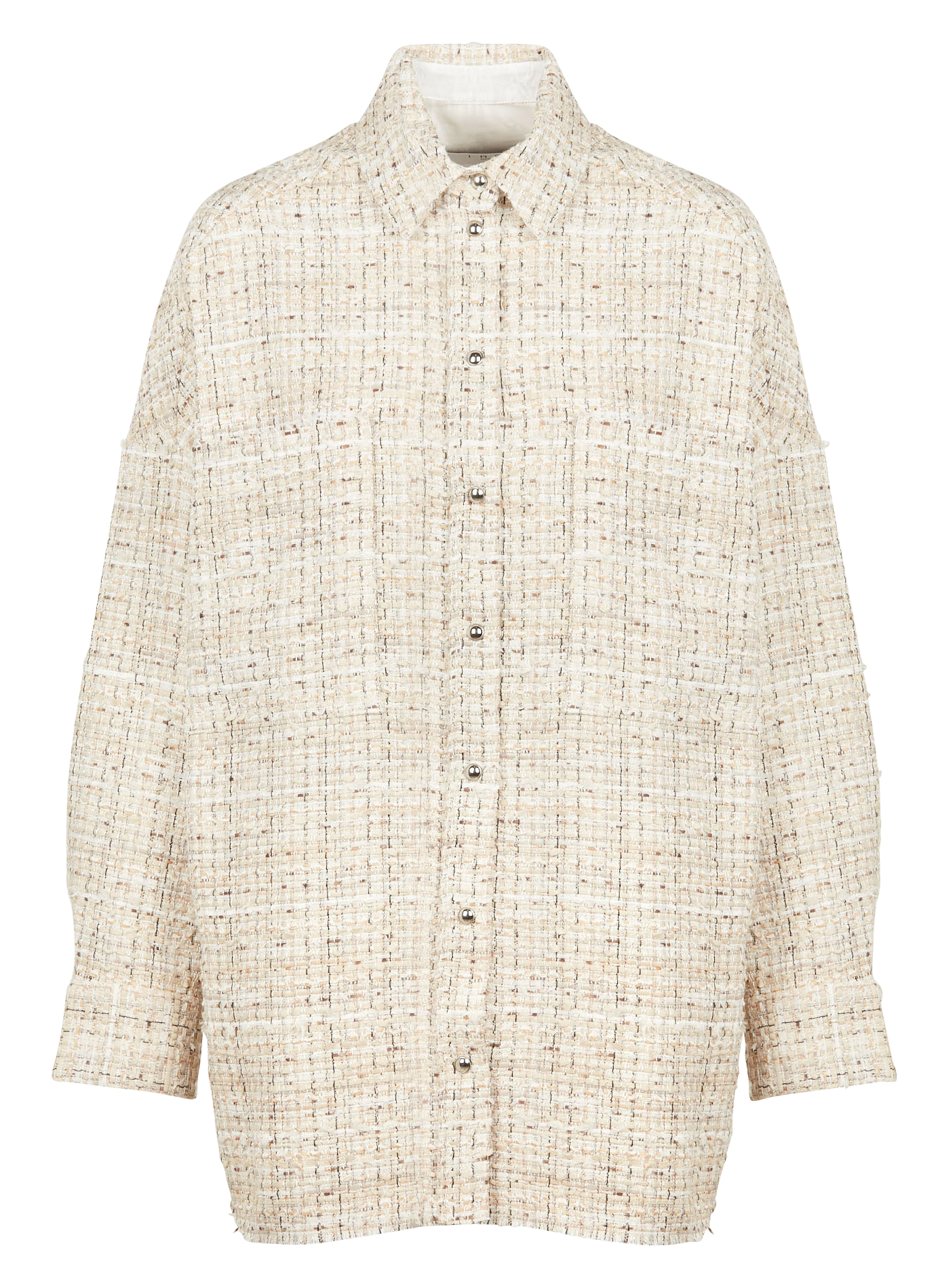 WATALI - Chemise col classique tweed en coton mélangé| Beige