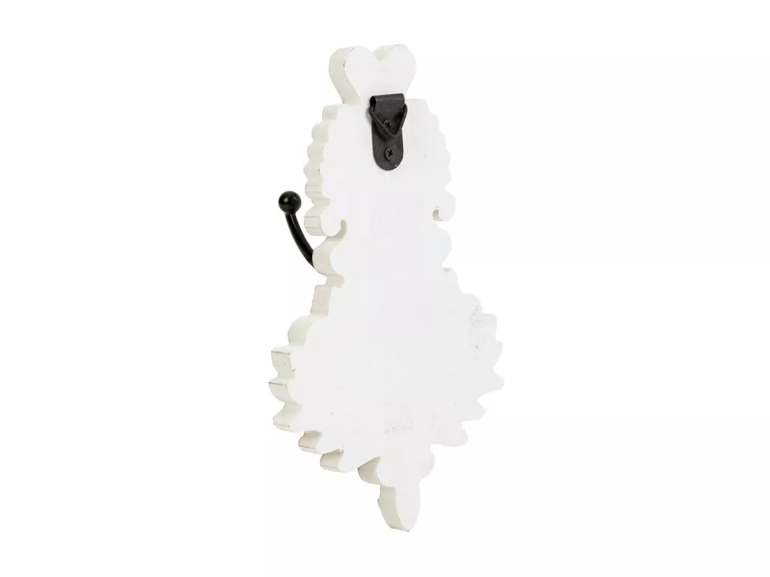 Patère murale en bois sculpté blanc 11.5x8.5x20.5h
