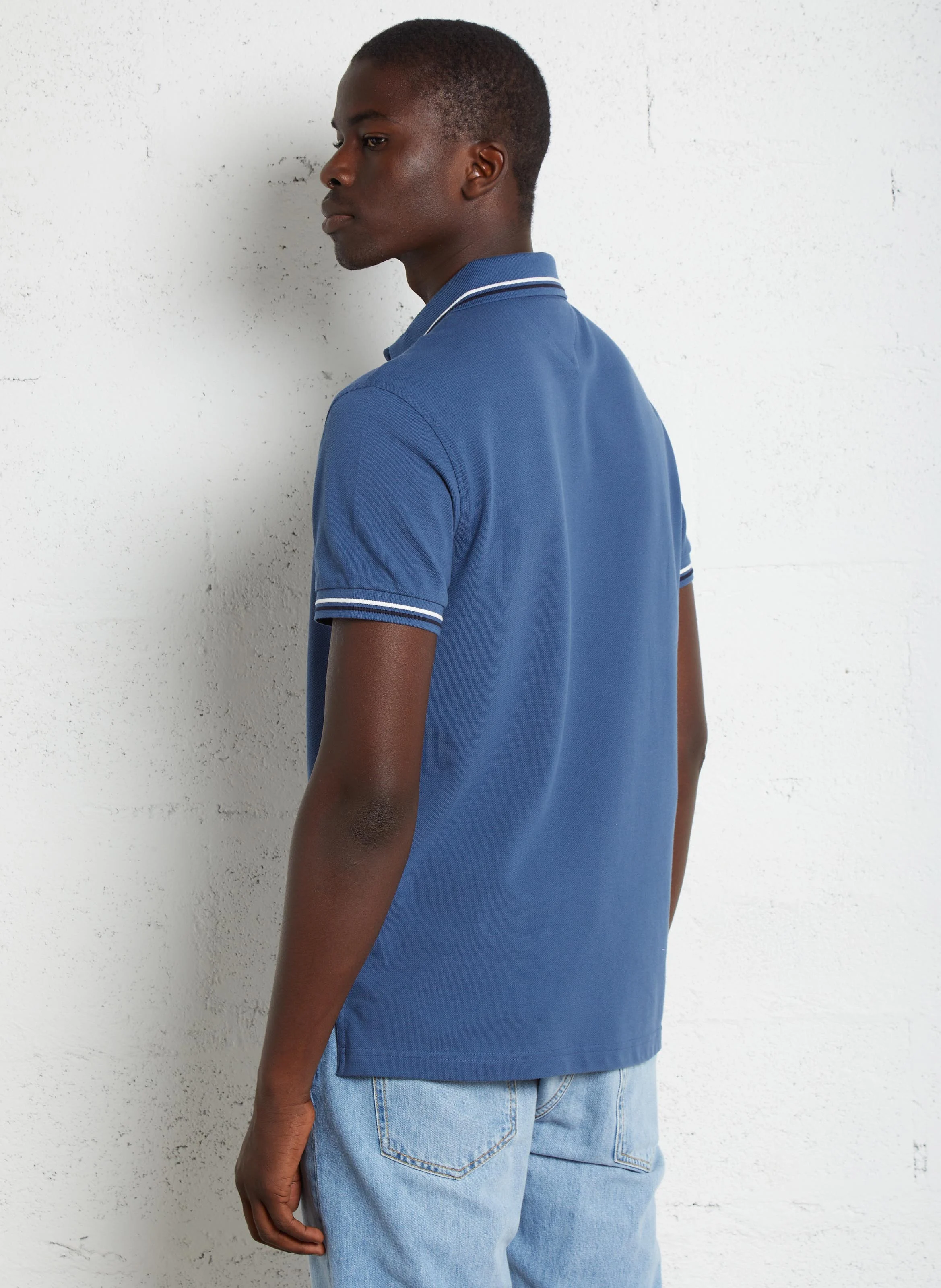 Polo droit en coton bio mélangé | Bleu