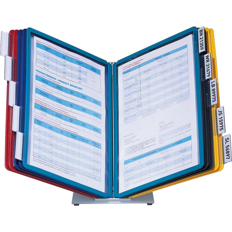 Protège-documents pivotant pupitre Vario Sherpa Durable A4 10 pochettes - 20 vues couleurs assorties