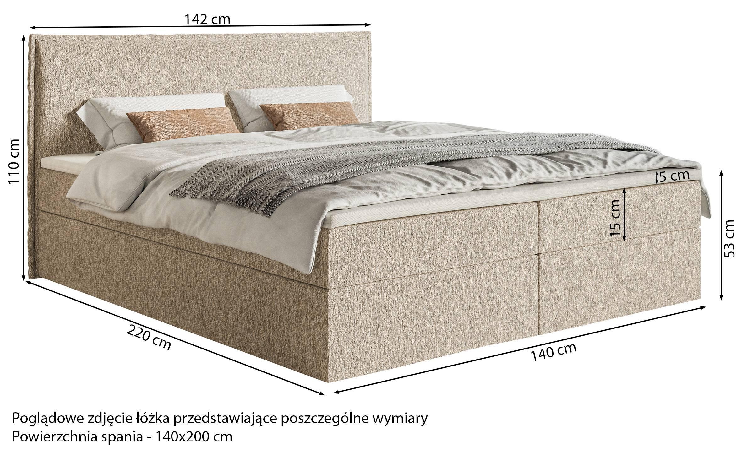 NADUVI Collection Boxspring Esmay chenille - opbergvak+topper 140x200