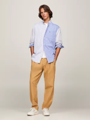 Camisa clássica de corte regular com listras em blocos de cores