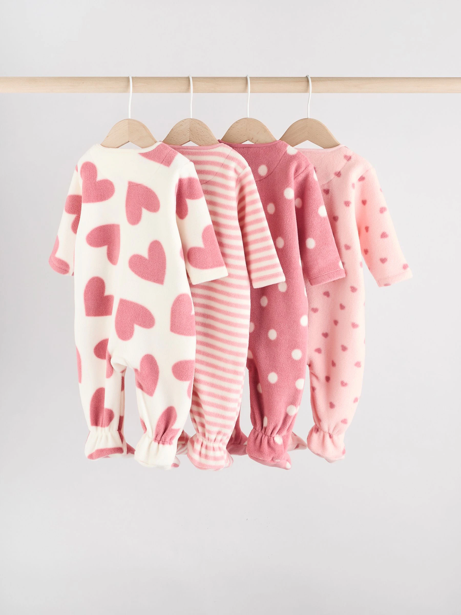 Roze - Micro Fleece Two Way Zip Baby Sleepsuit