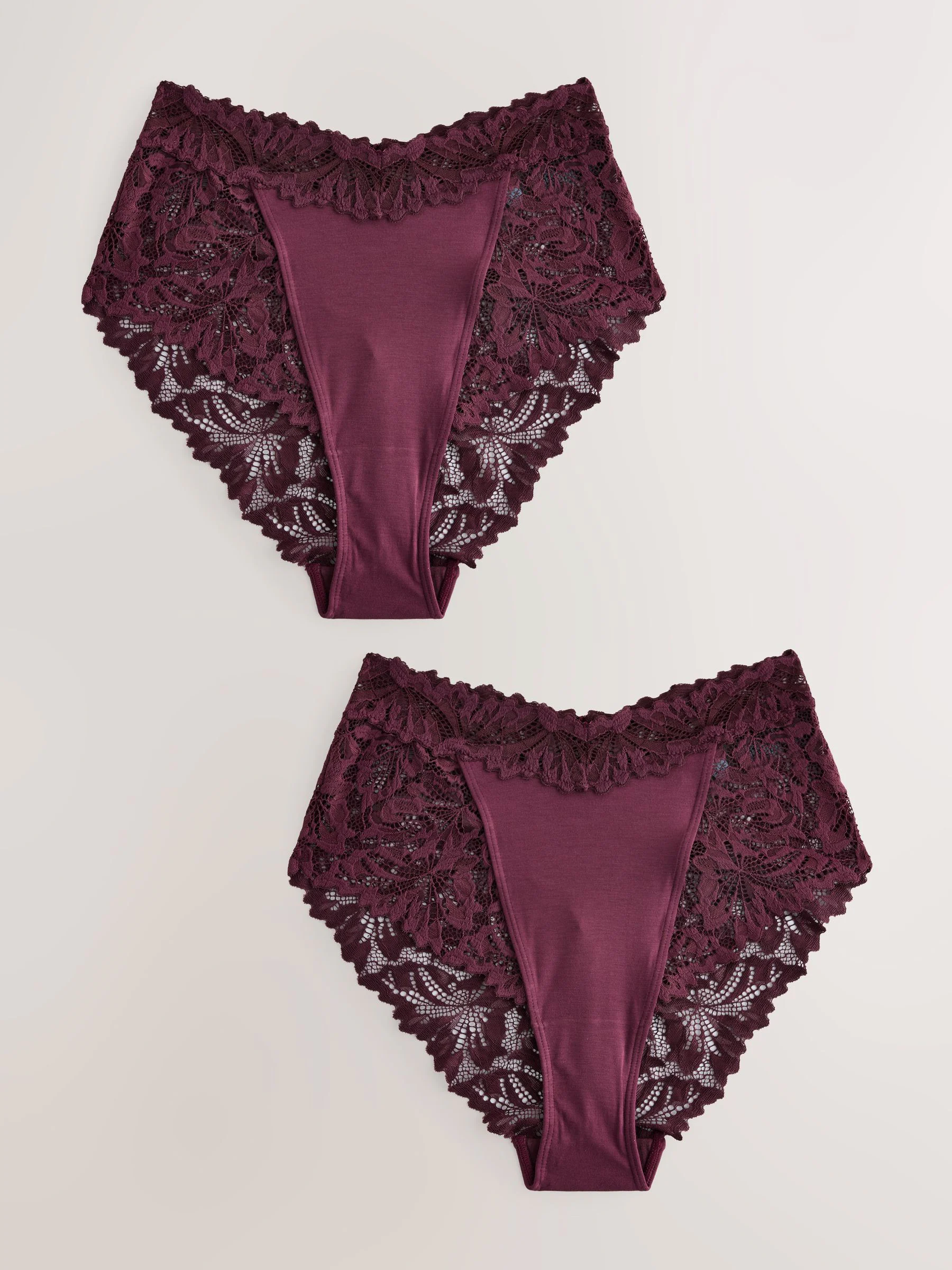 Bordeauxrood - Ultimate Comfort kanten slip verpakking van 2