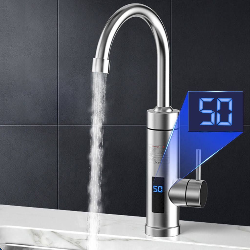 Küchenarmatur 3000W Elektrischer 30-60°Wasserhahn Temperaturanzeige Ed