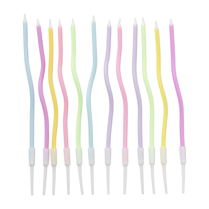 Taartkaarsjes gedraaid - set van 12 - ø3x15 cm