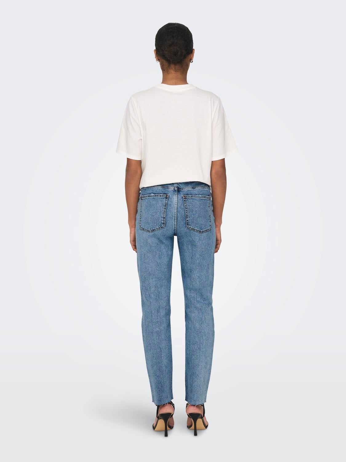 ONLEMILY Hohe Taille Gerade geschnitten Jeans Light Blue Denim