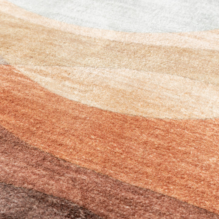 Rond modern vloerkleed - Field Terra Rood