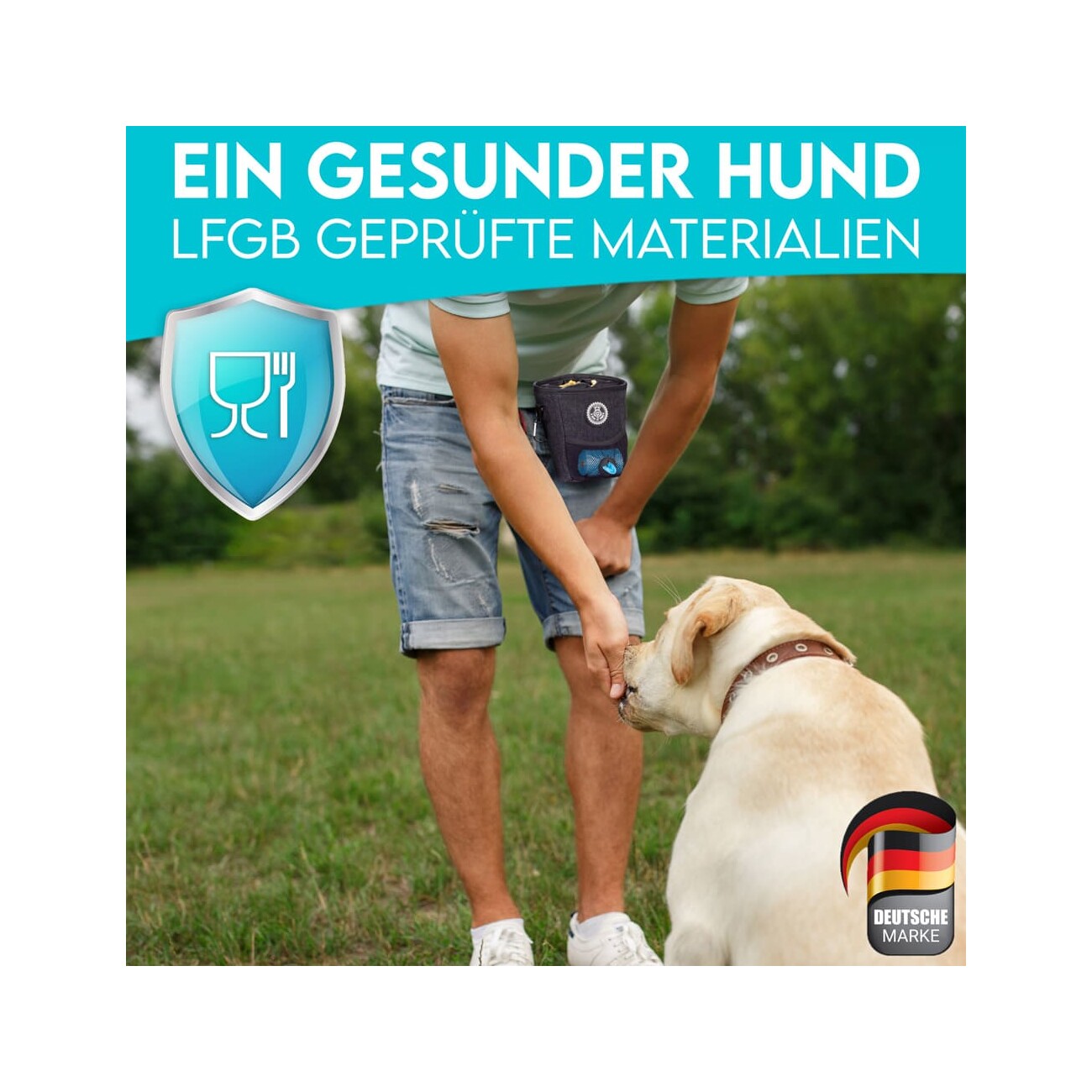 HUND IST KÖNIG kompakter Hunde Futterbeutel, robuste Leckerlitasche fürs Training & Gassigehen