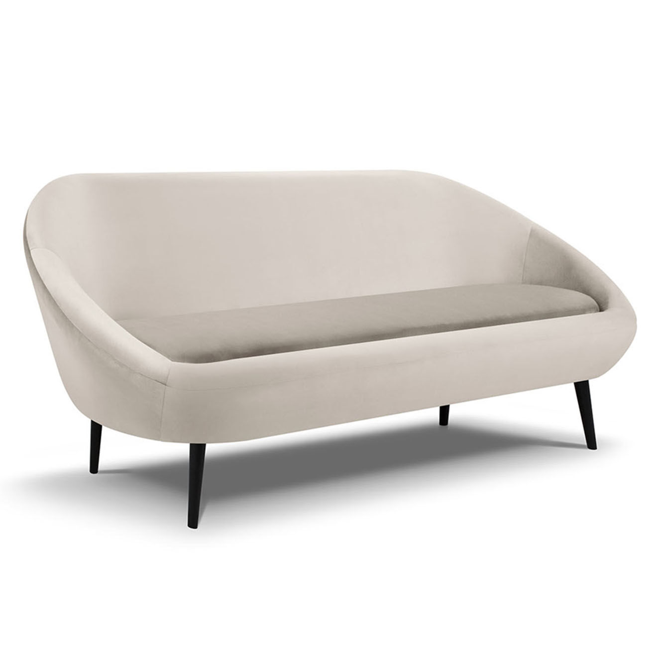 Mazzini Sofas Canapé velours petale 3 places beige - 222x90x92 cm