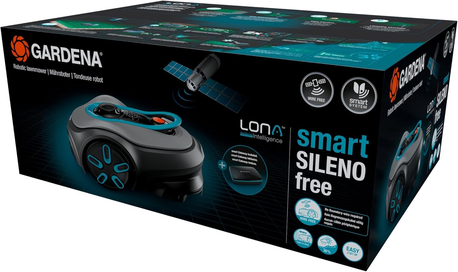 Gardena smart SILENO Free Set 800 m² Mähroboter, kabellos, für Rasenflächen bis 800 m², LONA Intelligence, ohne Begrenzungskabel, leiser Betrieb, intelligenter Mäher mit App Steuerung (19922-20)