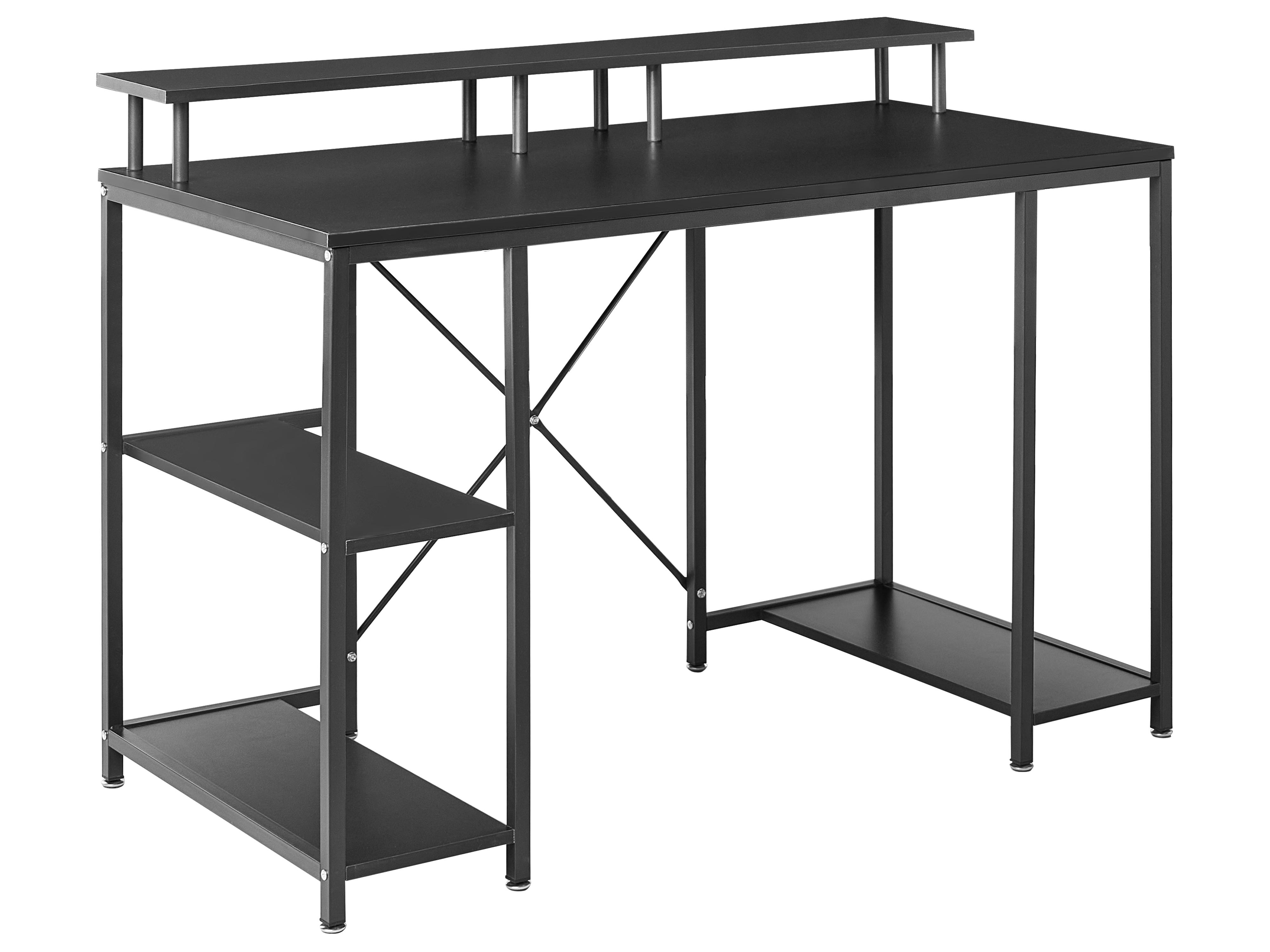 Game bureau CADDO Zwart 120 cm 60 cm met planken LED