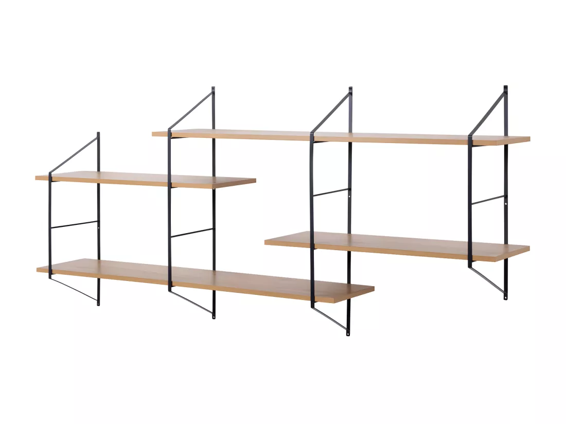 Tocro - Etagère murale en bois et métal L191cm - Bois clair
