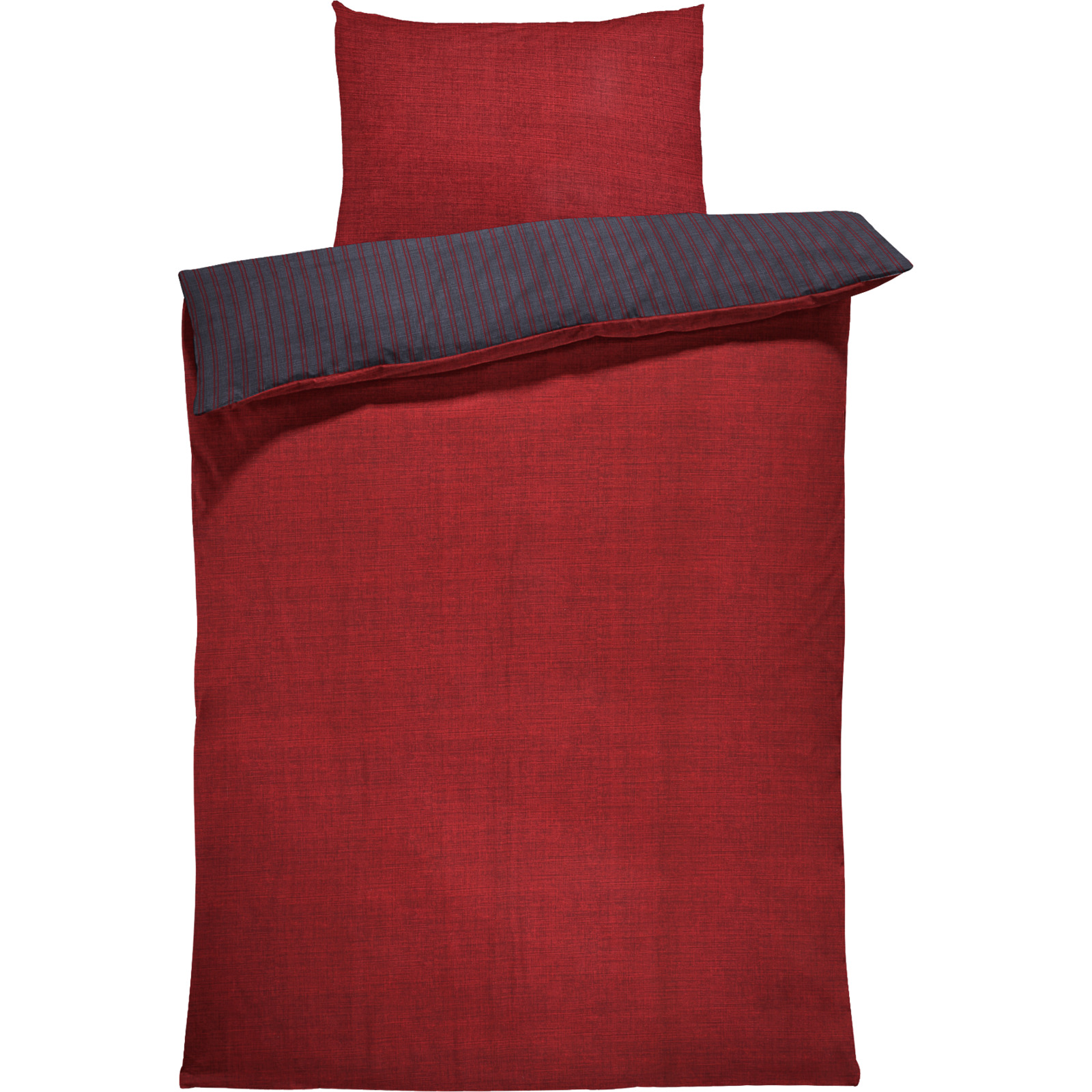 Bettwäsche Flanell Streifen/Monochrom rot