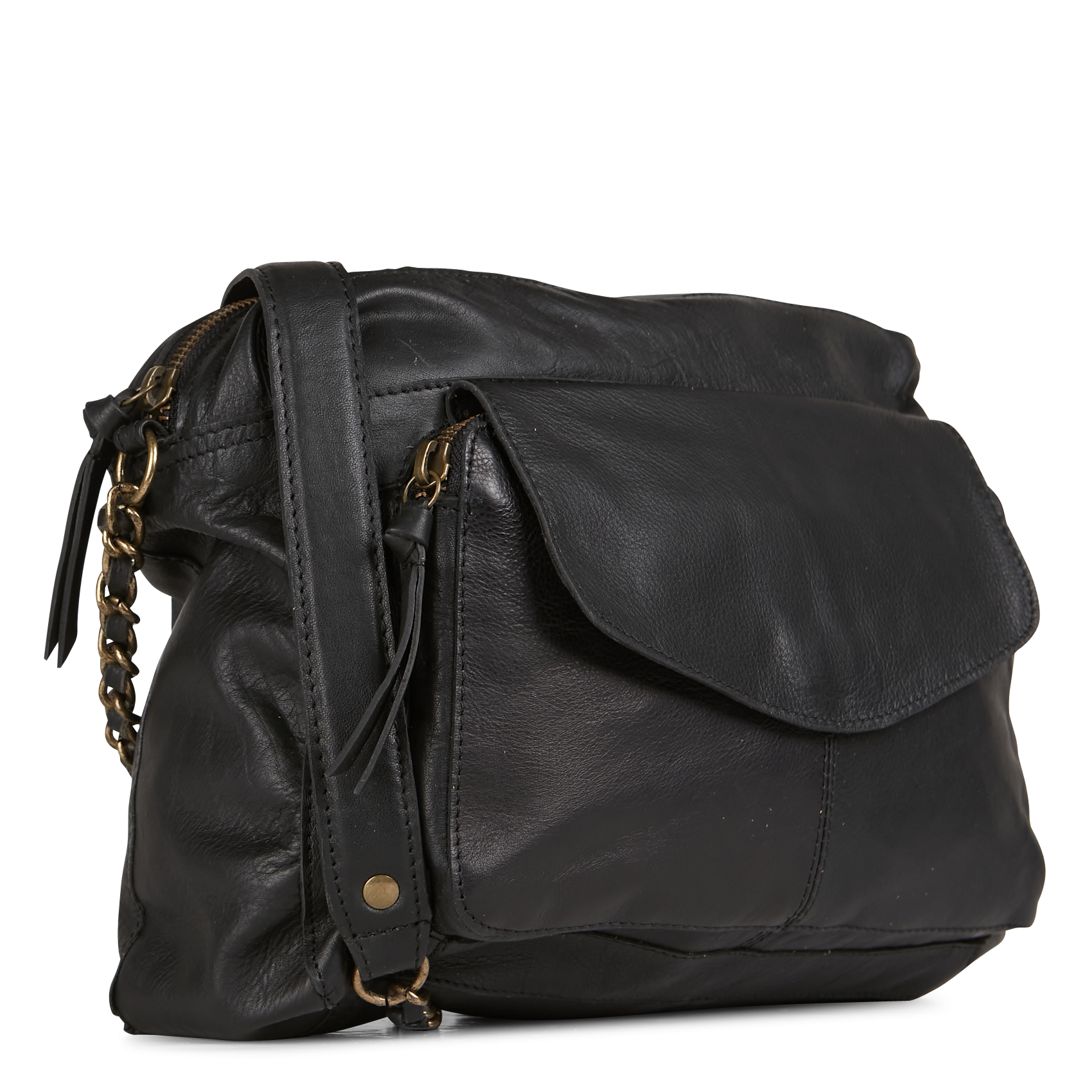 NAINA - Sac bandoulière en cuir| Noir