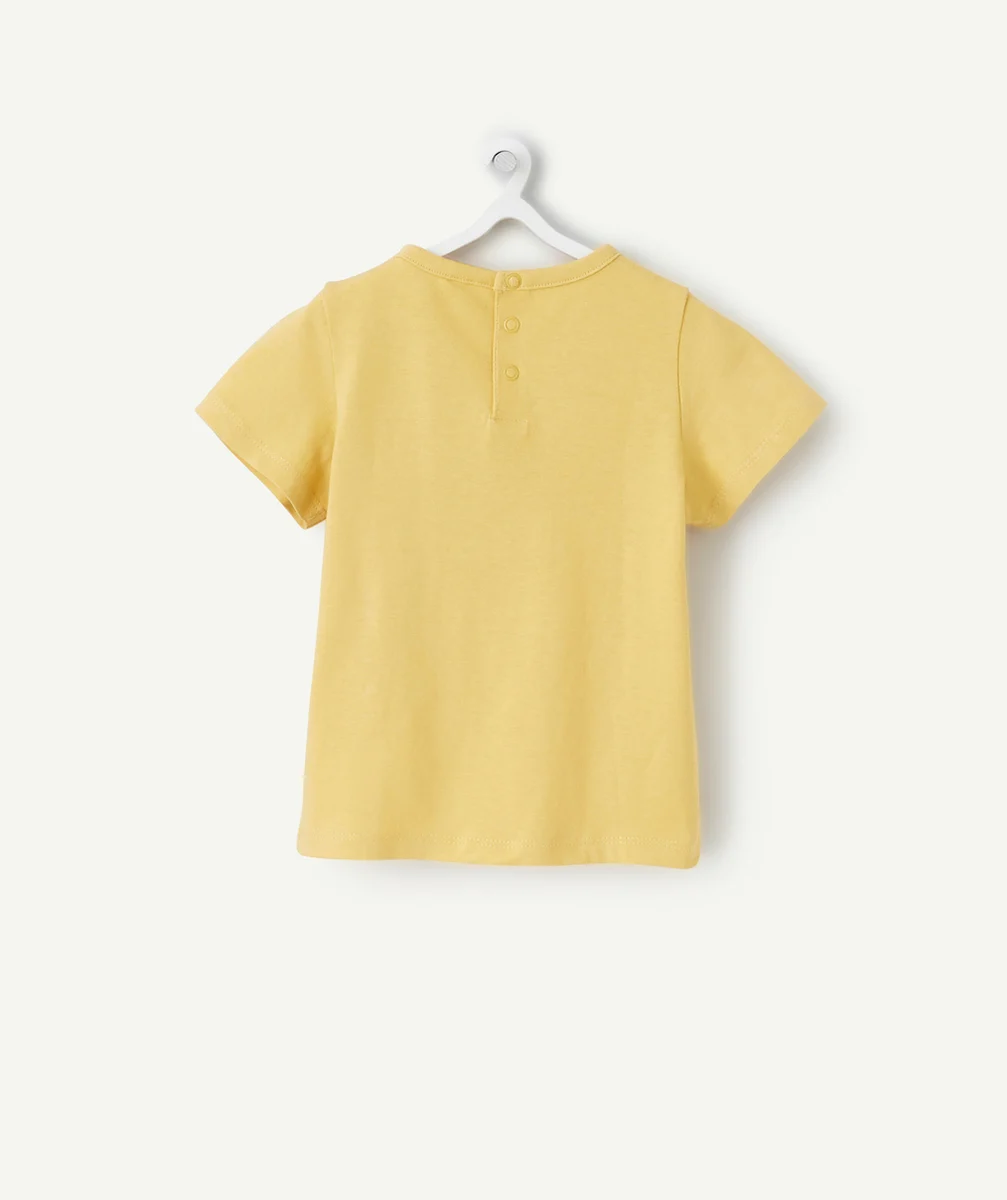T-SHIRT BÉBÉ GARÇON EN FIBRES RECYCLÉES JAUNE AVEC MESSAGE