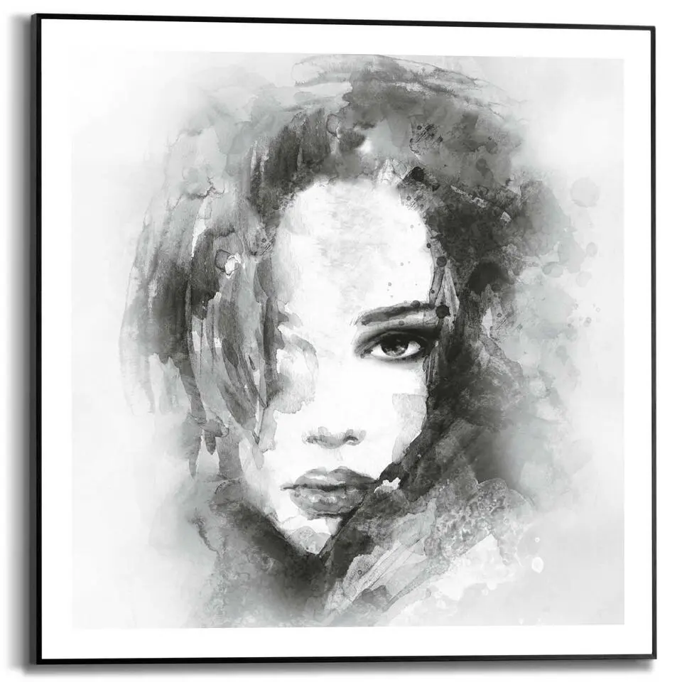 Schilderij Vrouw - 50x50cm - Zwart-Wit