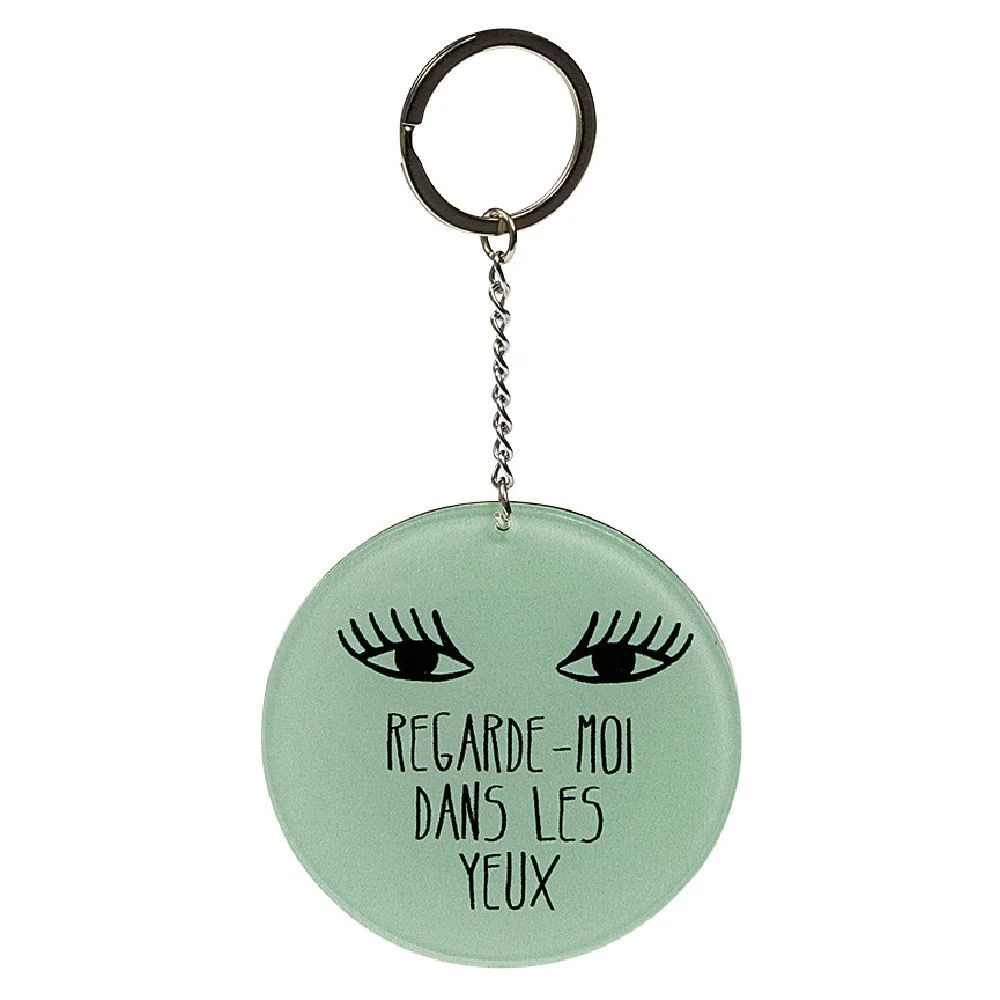 Porte clé miroir avec inscription message