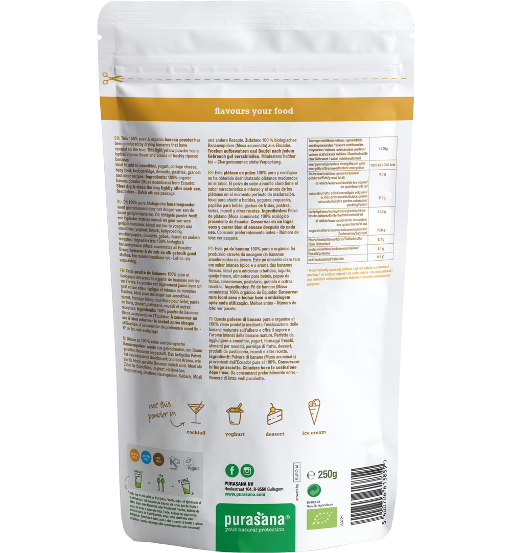Purasana Bananen Poeder – Vegan Bio (250 gr)